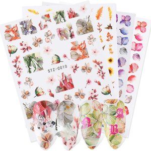 Butterfly Flowers Leaves Nail Art Stickers 9 Sheets
